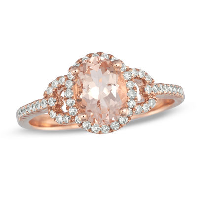 Oval Morganite and 0.21 CT. T.W. Diamond Ring in 10K Rose Gold