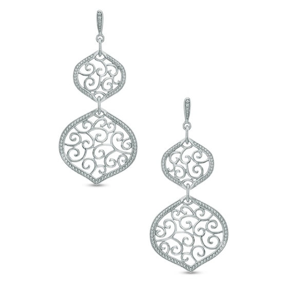 Filigree Double Drop Earrings in Sterling Silver