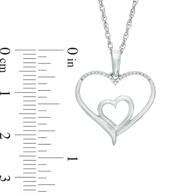 0.05 CT. T.W. Diamond Double Heart Pendant in Sterling Silver