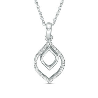 0.05 CT. T.W. Diamond Open Double Teardrop Pendant in Sterling Silver