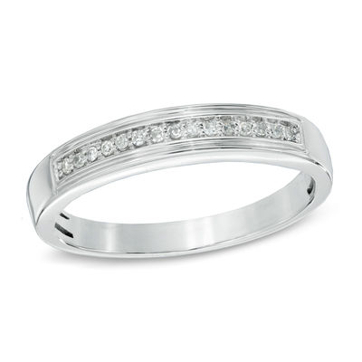 Ladies' Diamond Accent Wedding Band in 10K White Gold