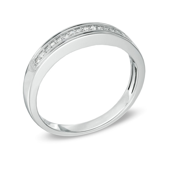 Ladies' Diamond Accent Wedding Band in 10K White Gold