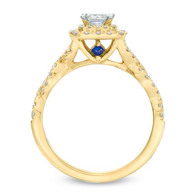 Vera Wang Love Collection 0.95 CT. T.W. Princess-Cut Diamond Double Frame Engagement Ring in 14K Gold