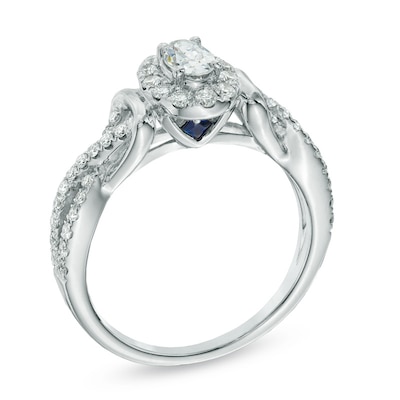 Vera Wang Love Collection 0.70 CT. T.W. Oval Diamond Frame Engagement Ring in 14K White Gold