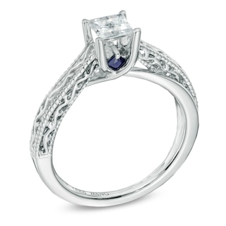 Vera Wang Love Collection 0.45 CT. Princess-Cut Diamond Solitaire Scroll Engagement Ring in 14K White Gold