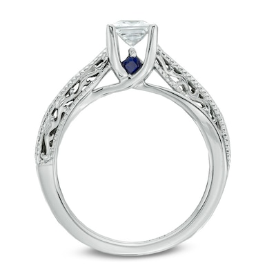 Vera Wang Love Collection 0.45 CT. Princess-Cut Diamond Solitaire Scroll Engagement Ring in 14K White Gold