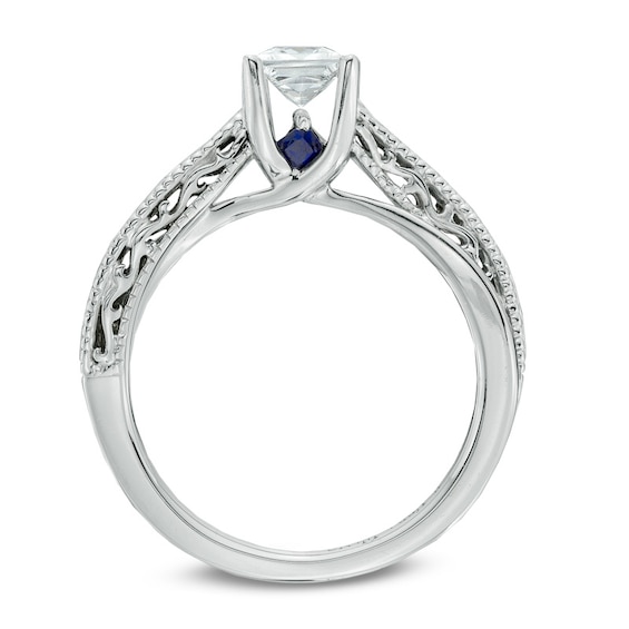 Vera Wang Love Collection 0.45 CT. Princess-Cut Diamond Solitaire Scroll Engagement Ring in 14K White Gold