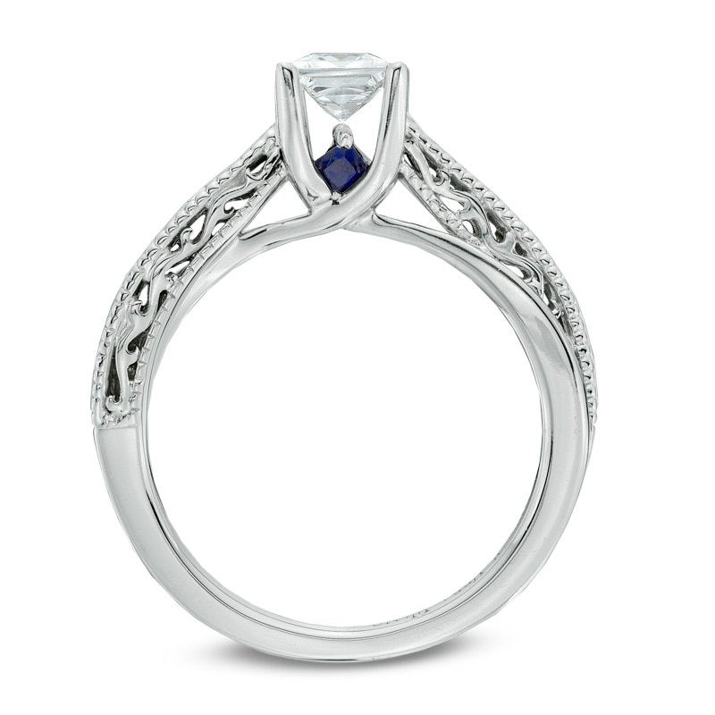 Vera Wang Love Collection 0.45 CT. Princess-Cut Diamond Solitaire Scroll Engagement Ring in 14K White Gold|Peoples Jewellers