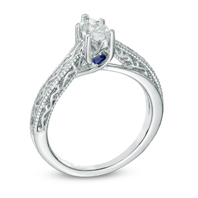 Vera Wang Love Collection 0.45 CT. Marquise Diamond Solitaire Scroll Engagement Ring in 14K White Gold