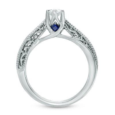 Vera Wang Love Collection 0.45 CT. Marquise Diamond Solitaire Scroll Engagement Ring in 14K White Gold