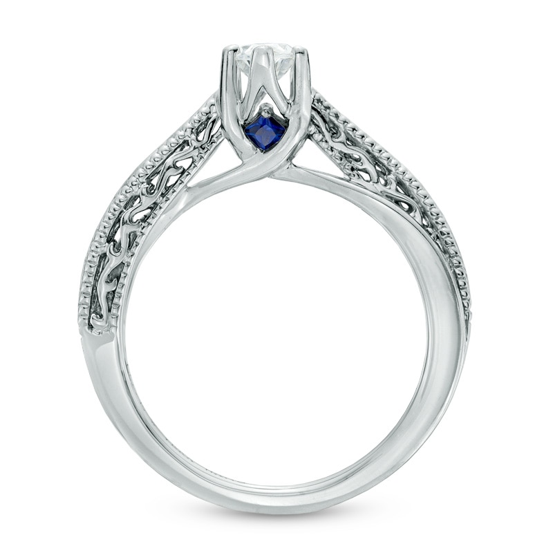 Vera Wang Love Collection 0.45 CT. Marquise Diamond Solitaire Scroll Engagement Ring in 14K White Gold|Peoples Jewellers