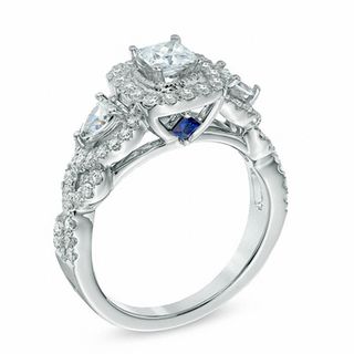 Vera Wang Love Collection 1.45 CT. T.W. Princess-Cut Diamond Three Stone Engagement Ring in 14K White Gold