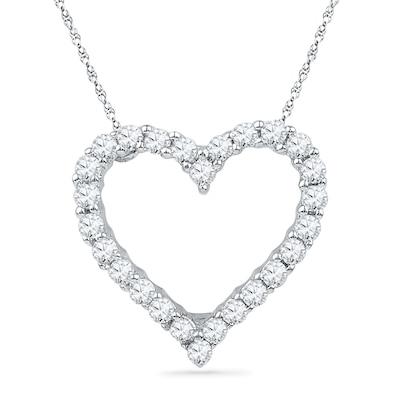 0.16 CT. T.W. Diamond Lined Heart Pendant in 10K White Gold