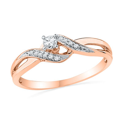 0.12 CT. T.W. Diamond Bypass Promise Ring in 10K Rose Gold