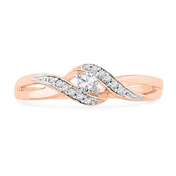 0.12 CT. T.W. Diamond Bypass Promise Ring in 10K Rose Gold