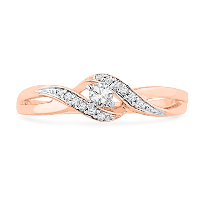 0.12 CT. T.W. Diamond Bypass Promise Ring in 10K Rose Gold|Peoples Jewellers