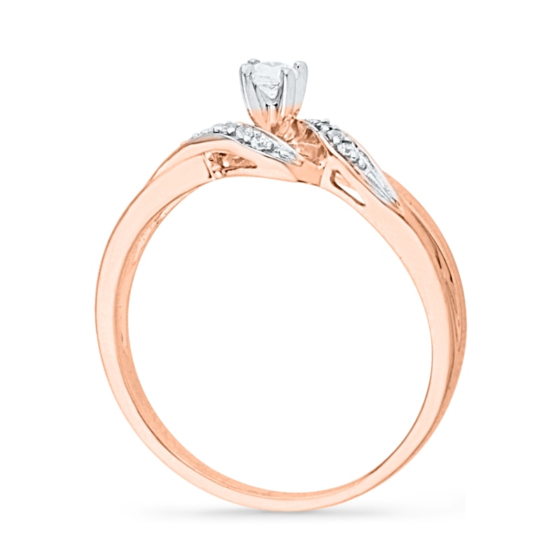 0.12 CT. T.W. Diamond Bypass Promise Ring in 10K Rose Gold|Peoples Jewellers