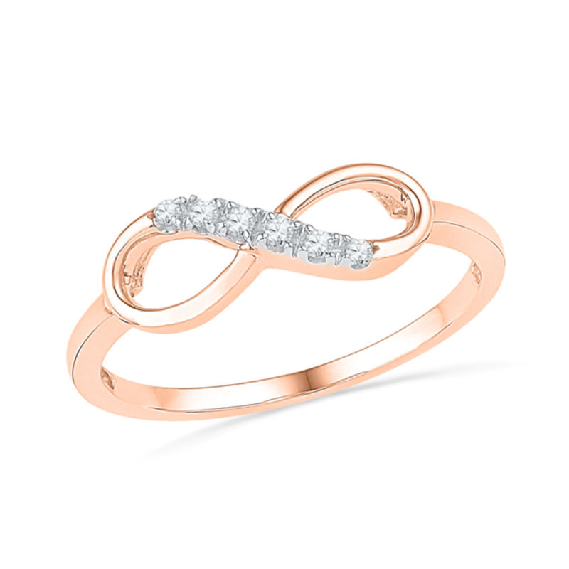 Diamond Accent Infinity Ring in 10K Rose Gold|Peoples Jewellers