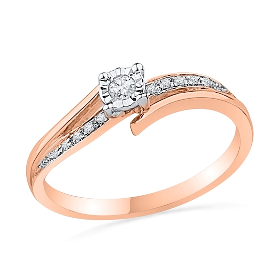 0.10 CT. T.W. Diamond Promise Ring in 10K Rose Gold