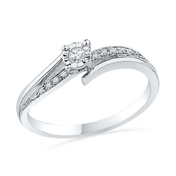 0.10 CT. T.W. Diamond Promise Ring in 10K White Gold