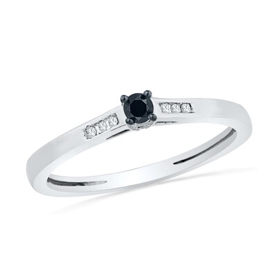 0.16 CT. T.W. Enhanced Black and White Diamond Promise Ring in 10K White Gold