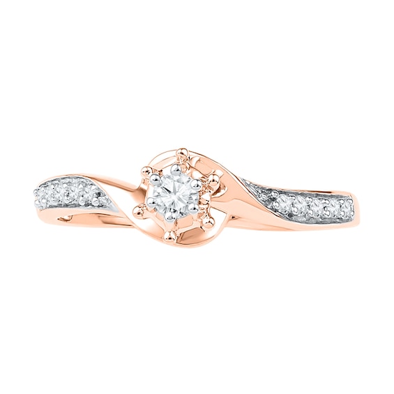 0.16 CT. T.W. Diamond Swirl Frame Promise Ring in 10K Rose Gold