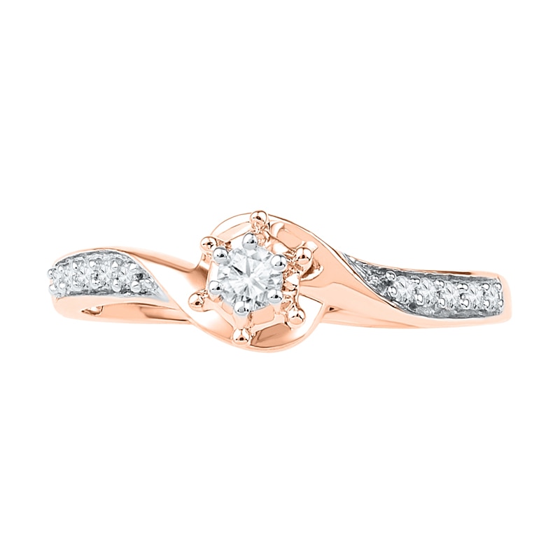 0.16 CT. T.W. Diamond Swirl Frame Promise Ring in 10K Rose Gold|Peoples Jewellers