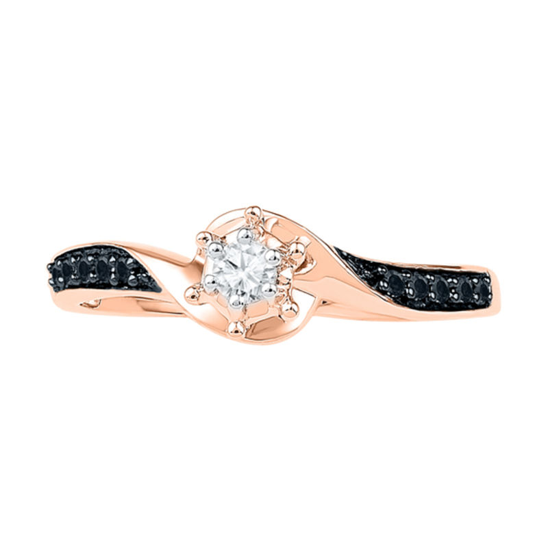 Rose gold and hot sale black promise rings