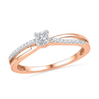 0.12 CT. T.W. Princess-Cut Diamond Split Shank Promise Ring in 10K Rose Gold