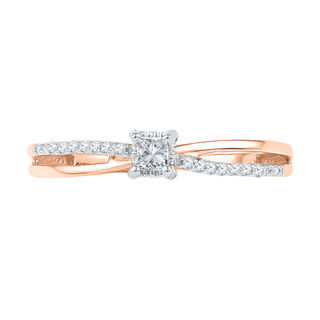 0.12 CT. T.W. Princess-Cut Diamond Split Shank Promise Ring in 10K Rose Gold