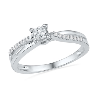 0.25 CT. T.W. Princess-Cut Diamond Split Shank Promise Ring in 10K White Gold