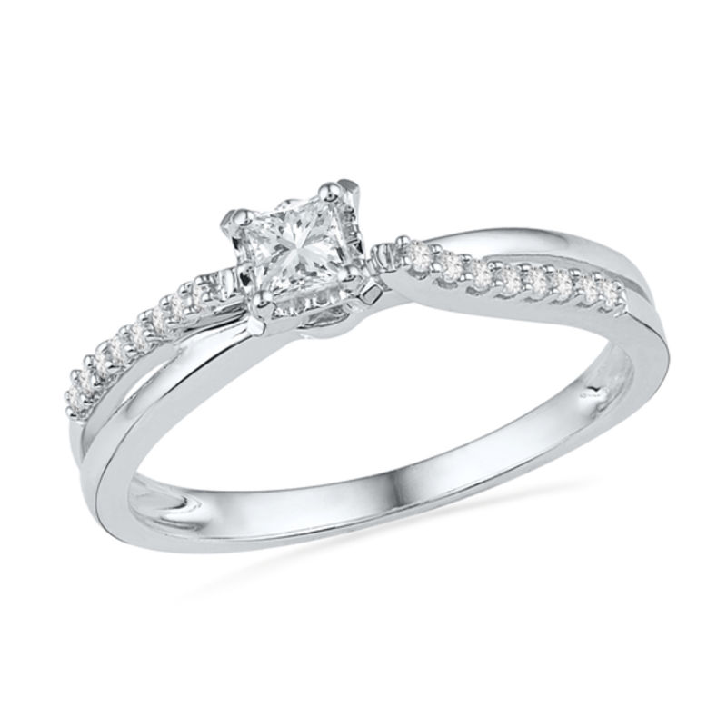 princess cut diamond promise ring 10k white gold