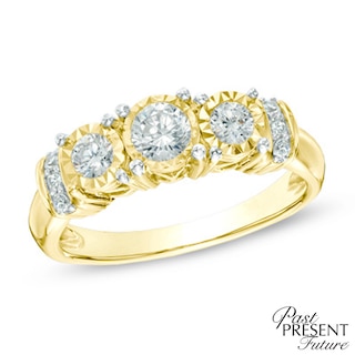 0.50 CT. T.W. Diamond Past Present Future® Collar Engagement Ring in 10K Gold