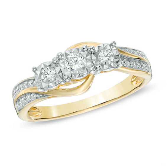 0.25 CT. T.W. Diamond Three Stone Engagement Ring in 10K Gold