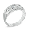 Men's 0.70 CT. T.W. Diamond Three Stone Comfort Fit Ring in 10K White Gold