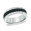 Men's 8.0mm Comfort Fit Black Titanium Sprocket Inlay Cobalt Wedding Band - Size 10