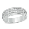 Thumbnail Image 0 of Men's 0.50 CT. T.W. Diamond Double Row Ring in 10K White Gold