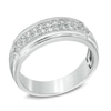 Thumbnail Image 1 of Men's 0.50 CT. T.W. Diamond Double Row Ring in 10K White Gold