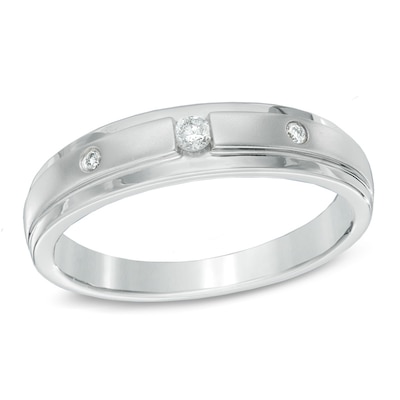 Men's 0.10 CT. T.W. Three Stone Diamond Ring in 10K White Gold