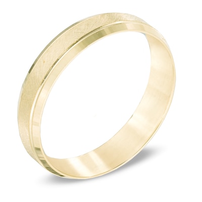 Men's 5.0mm Comfort-Fit Bevelled Wedding Band in 10K Gold - Size 10