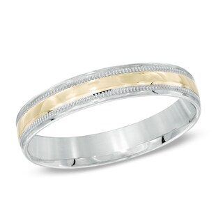 Men's 4.0mm Comfort Fit Wedding Band in 10K Two-Tone Gold - Size 10