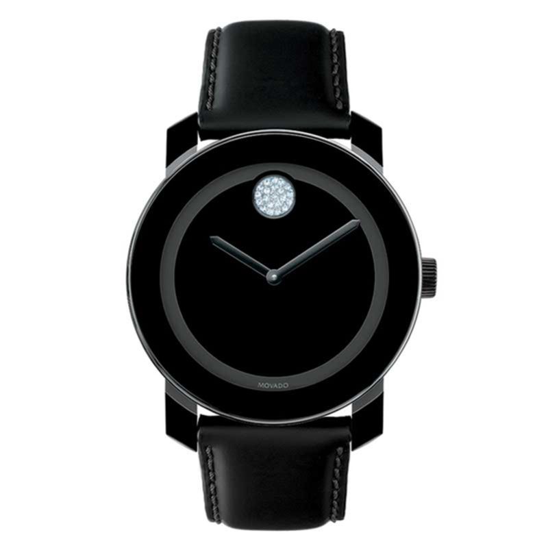 Men's Movado Bold® Crystal Dot Watch with Round Black Museum Dial (Model: 3600044)