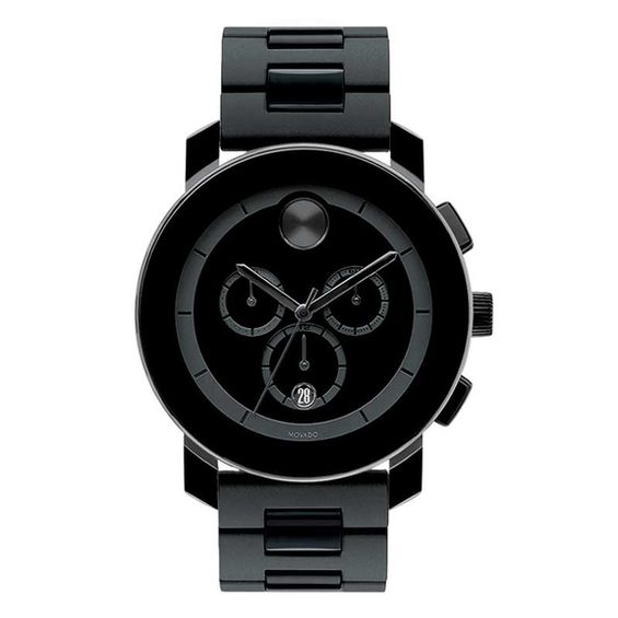 Peoples Jewellers Men s Movado Bold Chronograph Watch with Round Black Museum Dial Model 3600048 Upper Canada Mall