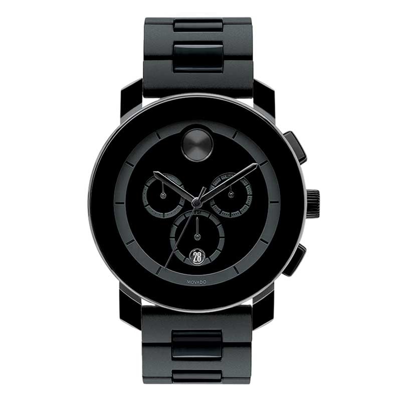 Men's Movado Bold® Chronograph Watch with Round Black Museum Dial (Model: 3600048)