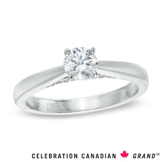 Celebration Canadian Ideal 0.50 CT. T.W. Solitaire Certified Diamond Ring in 14K White Gold (I/I1)