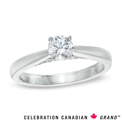 Celebration Canadian Ideal 0.50 CT. T.W. Solitaire Certified Diamond Ring in 14K White Gold (I/I1)