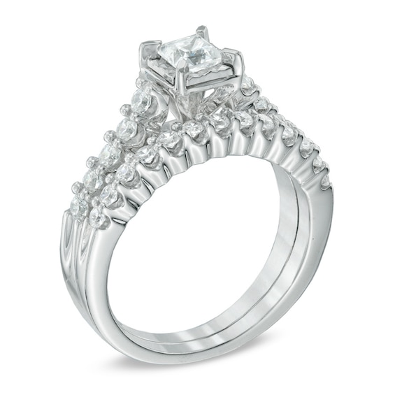 1.00 CT. T.W. Princess-Cut Diamond Bridal Set in 14K White Gold