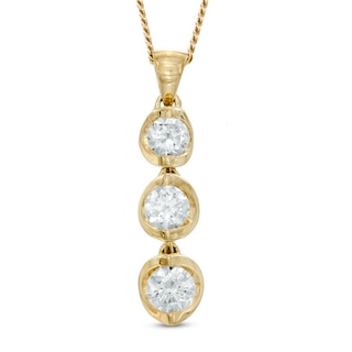 0.50 CT. T.W. Certified Canadian Diamond Three Stone Drop Pendant in 14K Gold (I/I2) - 17"