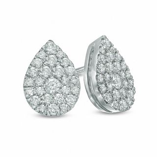 0.50 CT. T.W. Diamond Teardrop Cluster Earrings in 10K White Gold