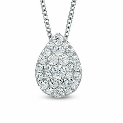 0.50 CT. T.W. Diamond Pear-Shaped Cluster Pendant in 10K White Gold